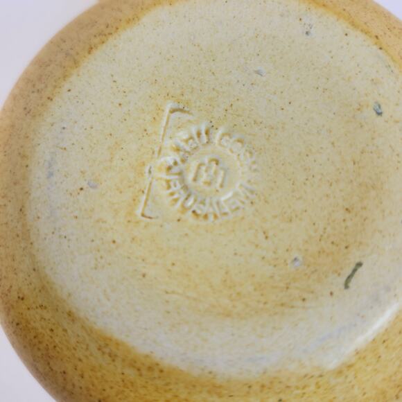 Abu Gosh Ceramics Jerusalem Bowl With Handle Yellow Pottery Israel - Picture 7 of 9